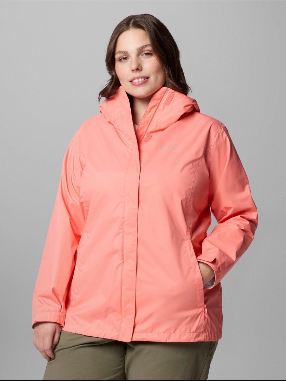 Columbia Arcadia II Omni-Tech Waterproof Rain Jacket Coral Pink 1X